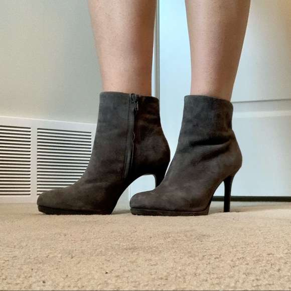 Zara Grey Heeled Ankle Booties - Picture 2 of 8